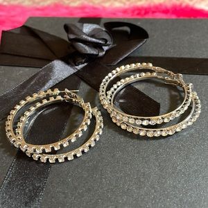 Two pairs of New Fashion Crystal Hoop Earrings